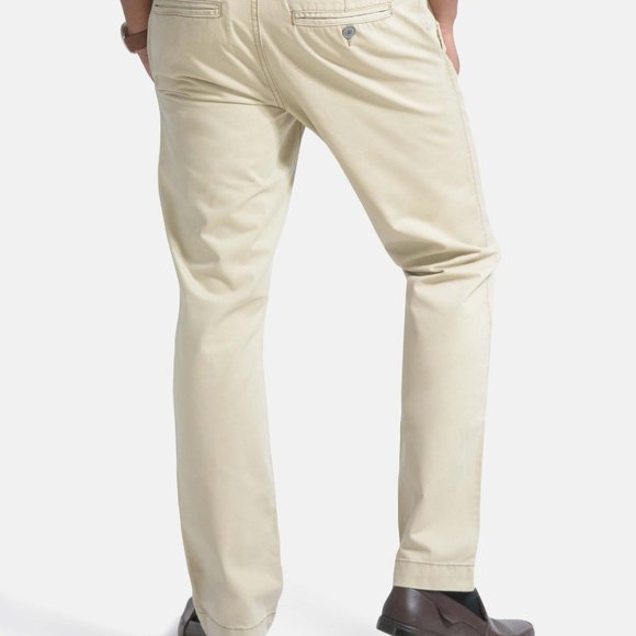 OLGYN Men’s Slim Fit Beige Flat Front Chino Pants - Picture 2 of 5